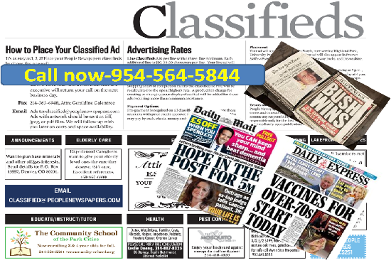 Run your Classified Ad in 20 Major Newspapers Nationwide