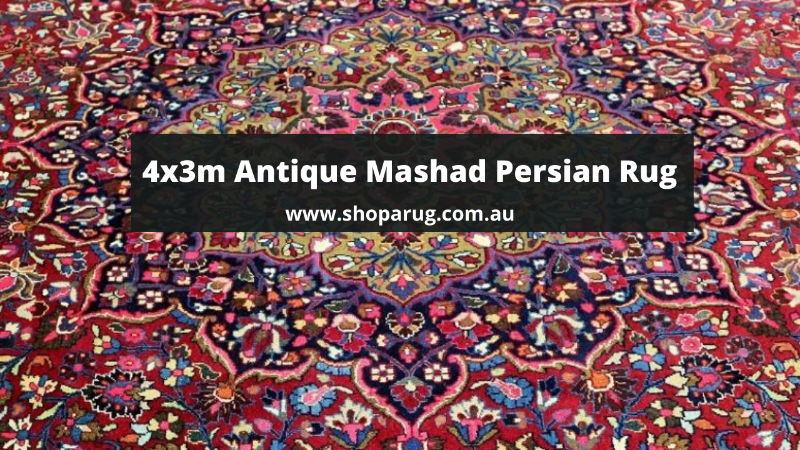 4x3m Antique Mashad Persian Rug
