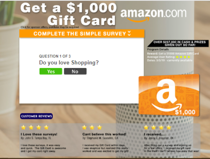 Finish The Survey to GET a $1000 Amazon Gift Card Now!